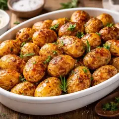 Pommes de terre grenaille dorées et croustillantes, préparées à l'airfryer, garnies de romarin frais. Un délice !