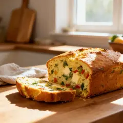 Un délicieux cake salé aux légumes et herbes, parfait pour une recette facile et savoureuse.