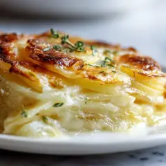 Gratin dauphinois aérien, croustillant et crémeux, préparé à la friteuse à air. Un délice !
