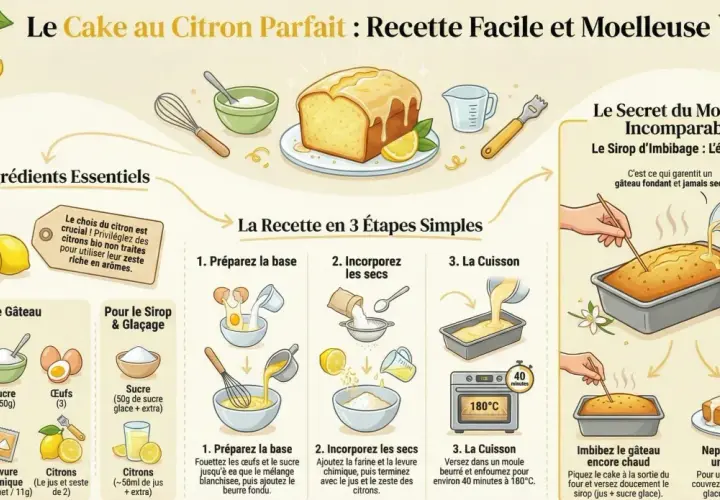 Recette cake au citron : ingrédients, étapes simples et secret du moelleux. Un délice à préparer facilement.