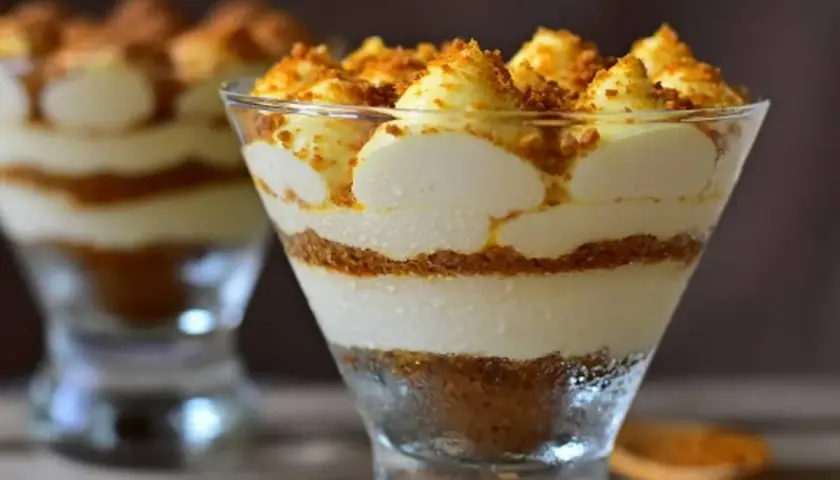 Délicieux tiramisu speculoos en verrine, superposant crème onctueuse et biscuits émiettés.