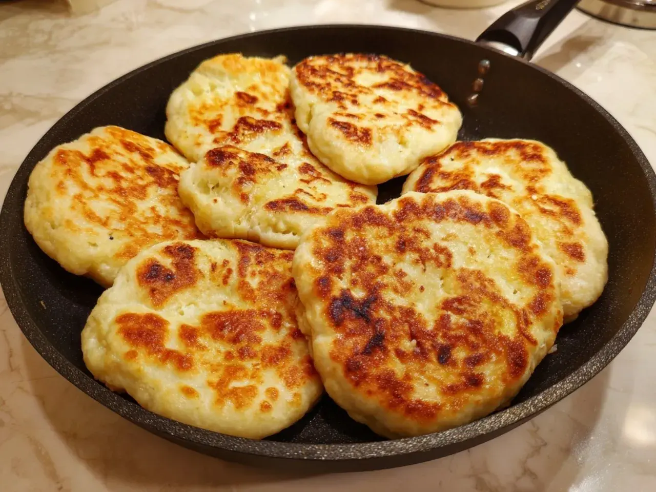 Des petits pains dorés à la poêle, prêts à être dégustés. Ils ont une belle couleur et une texture appétissante.