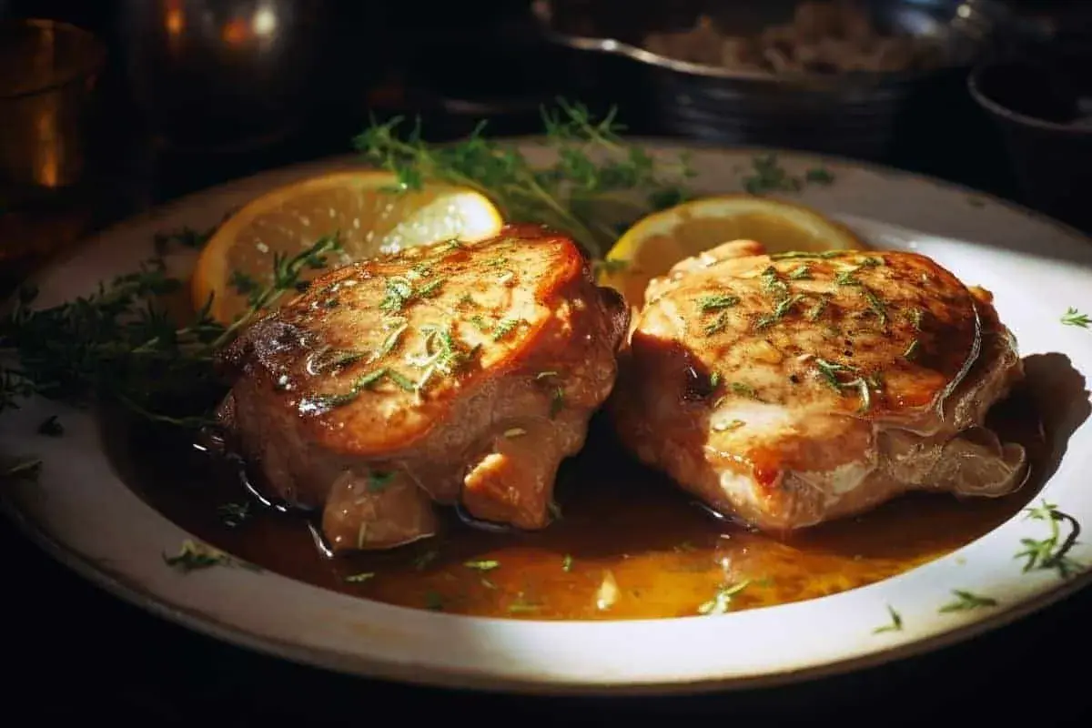 Deux paupiettes de veau savoureuses, nappées d'une sauce dorée, garnies d'herbes et de quartiers de citron. Un délice préparé au Cookeo.