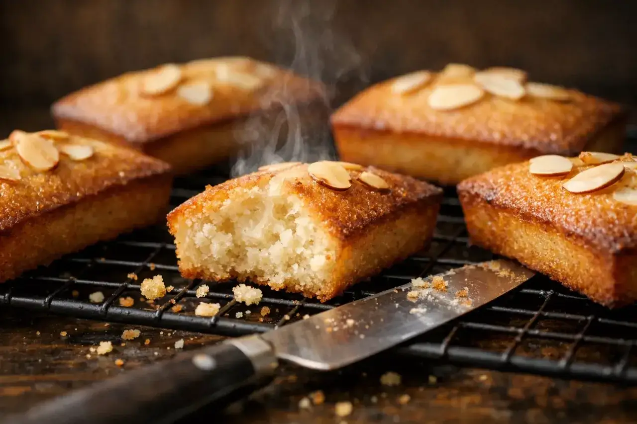 Financiers aux amandes dorés et fumants, parfaits pour une recette gourmande.