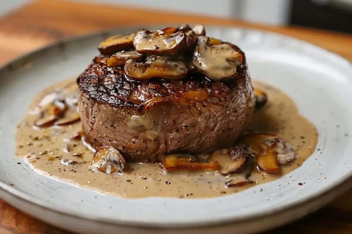 Filet mignon sauce cr&eacute;meuse aux champignons, une recette facile &agrave; r&eacute;aliser au Cookeo pour un d&icirc;ner savoureux.